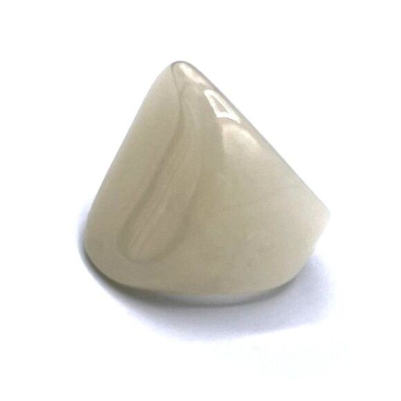 Cream with Yellow Gold Iridescent Glitter Acrylic Oval Chunky Ring Size 7 - Picture 2 of 8